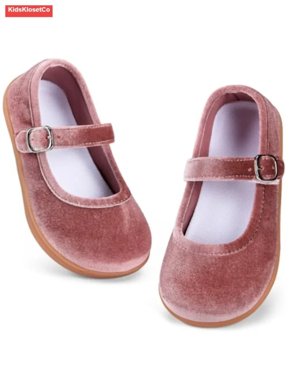 Toddler Girls Wide Ballet Flats Mary Jane Shoes with Hook & Loop Closure